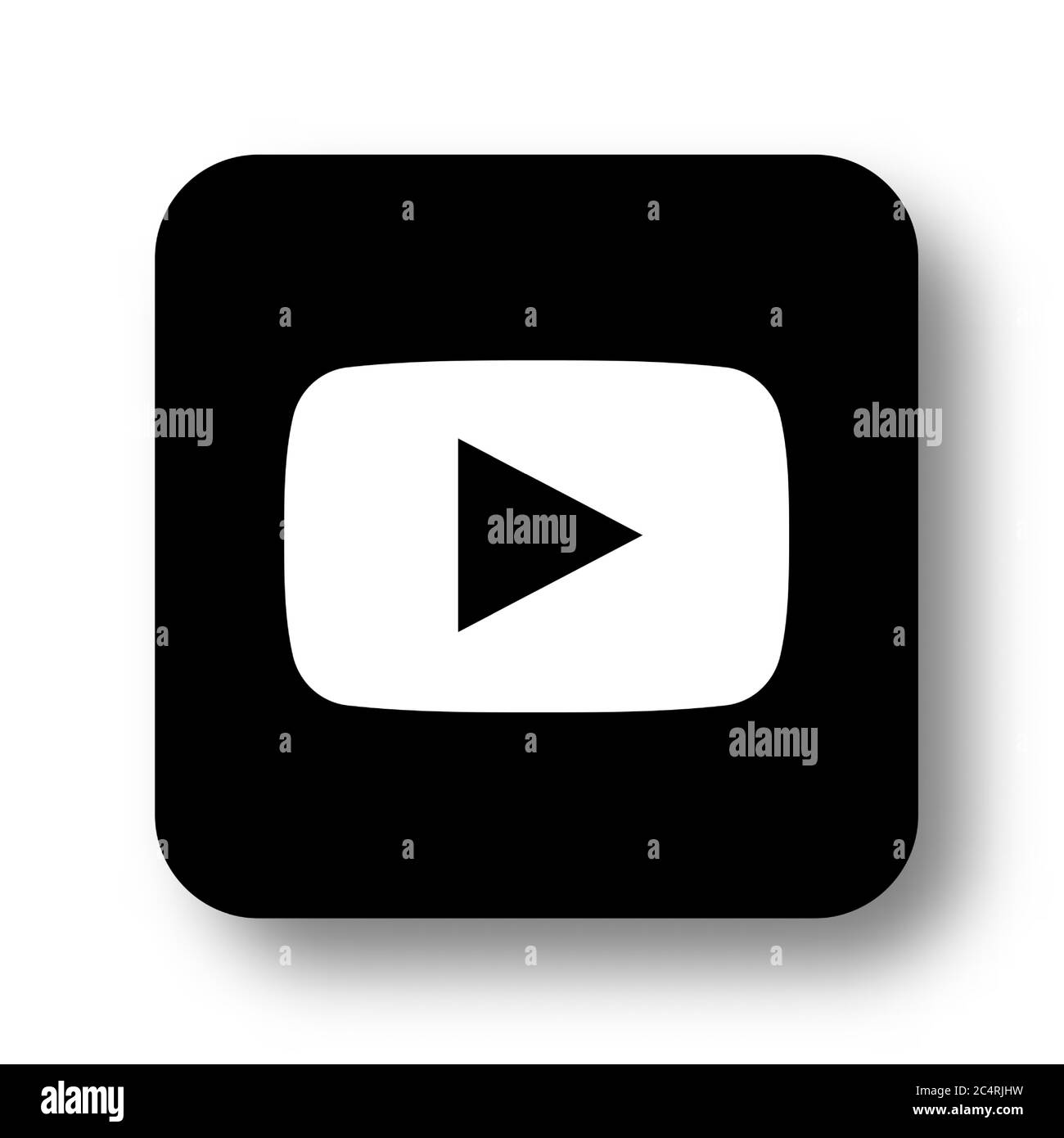 VORONEZH, RUSSIA - JANUARY 31, 2020: Youtube logo black square icon with soft shadow Stock Vector
