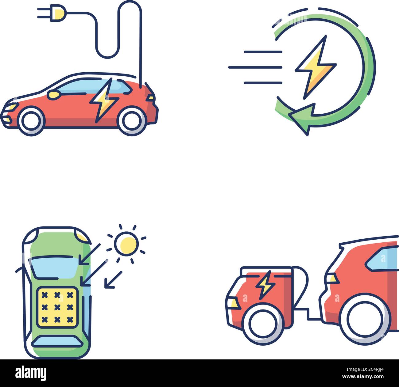 Alternative energy transport RGB color icons set Stock Vector Image ...