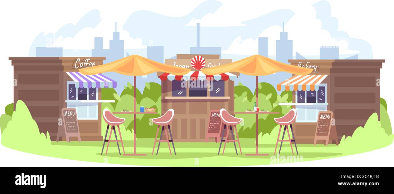 Food fest semi flat vector illustration Stock Vector