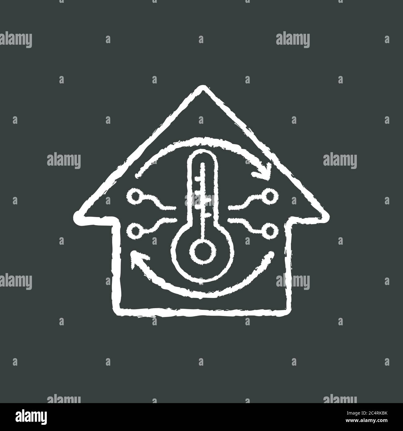 Central air conditioning chalk white icon on black background Stock
