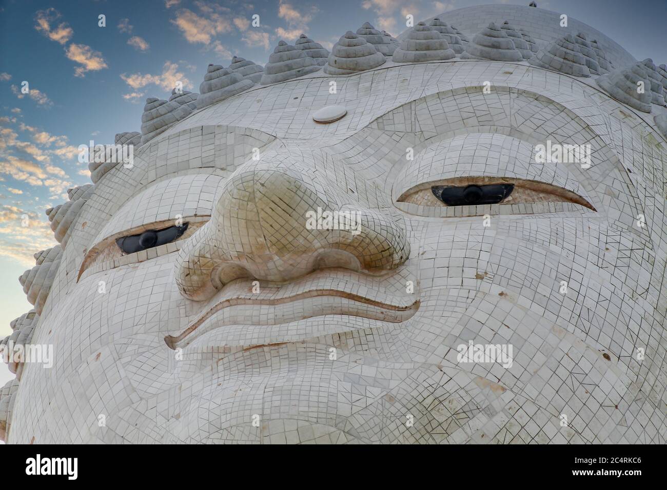 Close-up marble statue of a snow-white Big Buddha on the island of ...