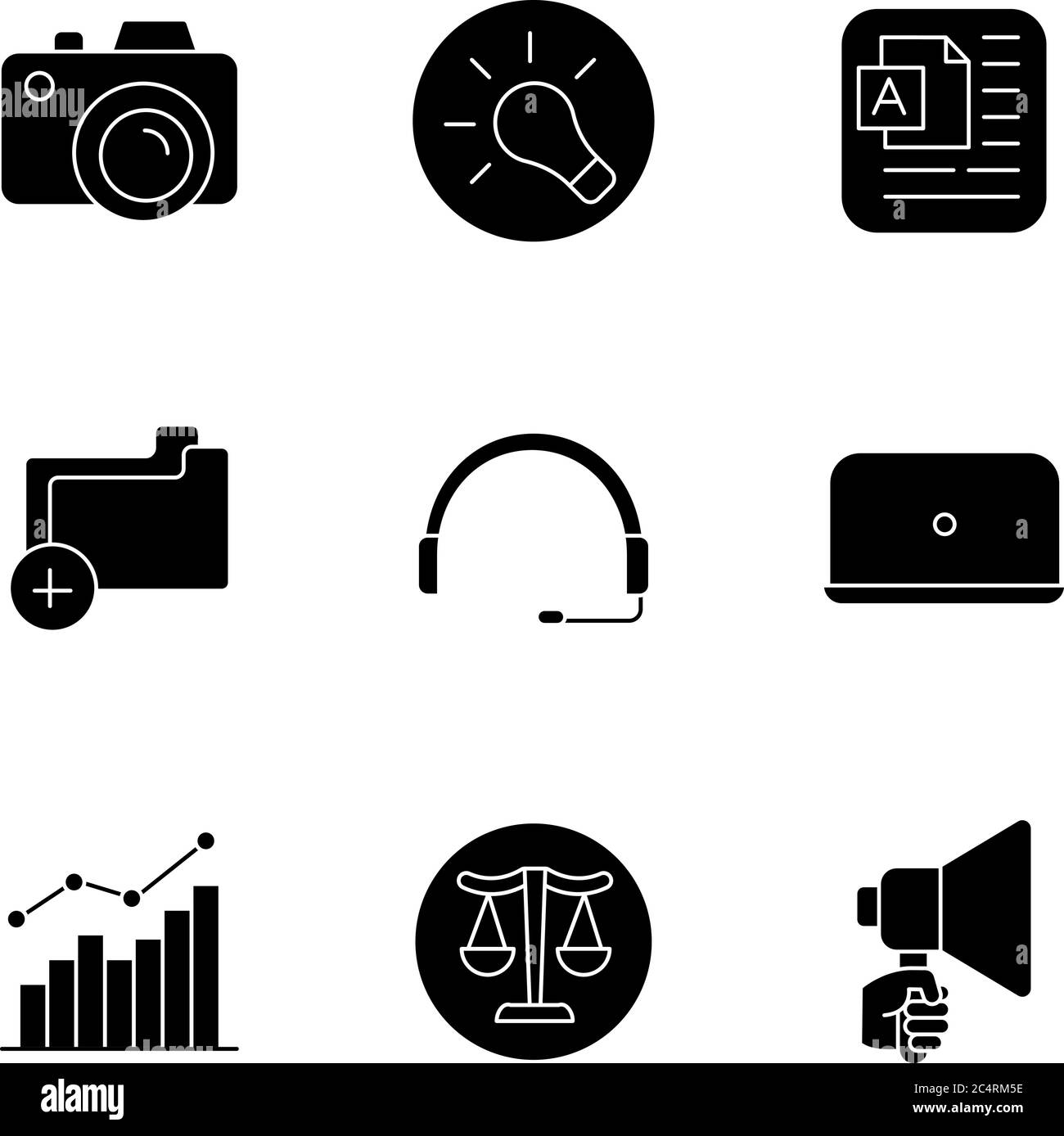 Remote work elements black glyph icons set on white space Stock Vector ...
