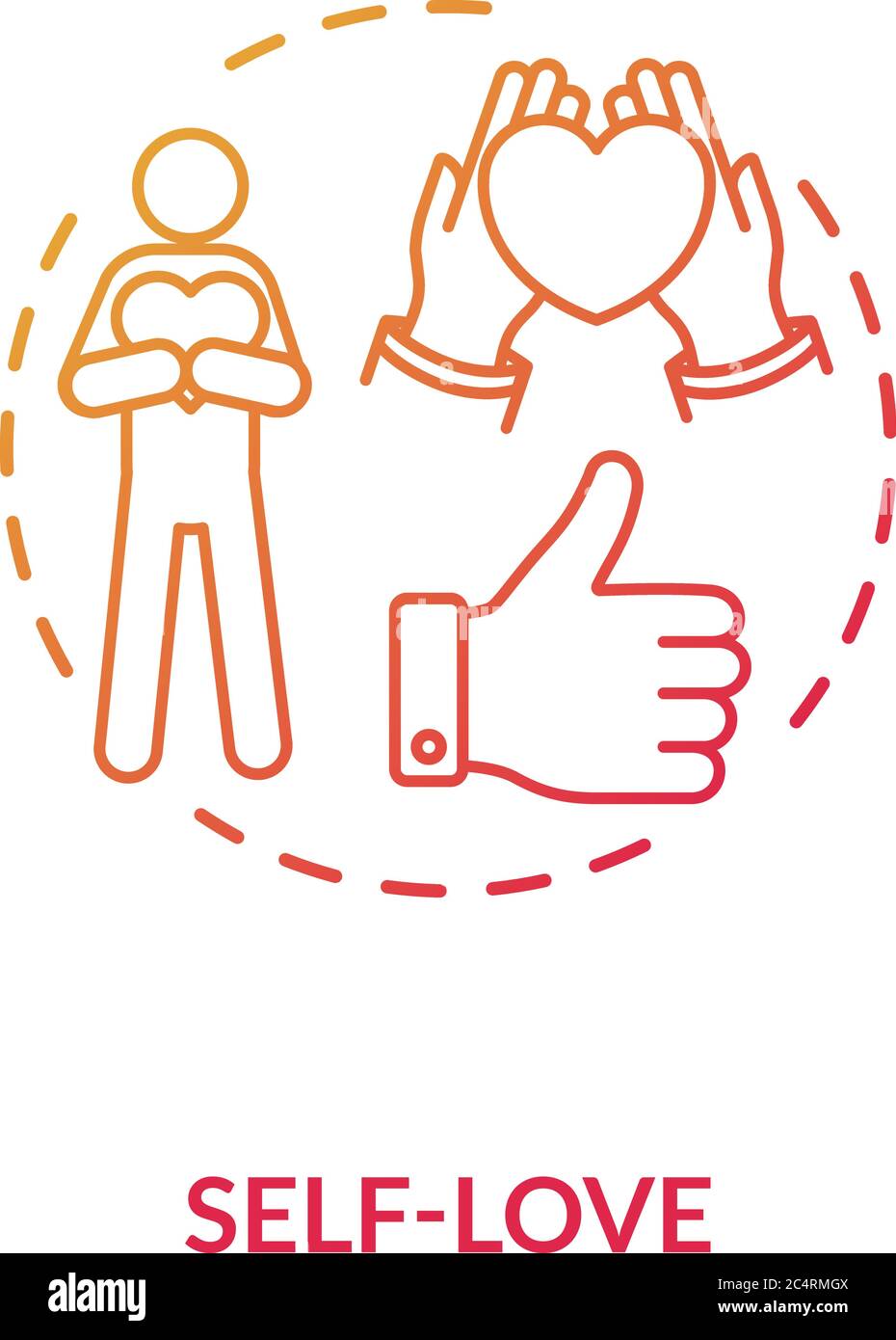 Self love red gradient concept icon Stock Vector