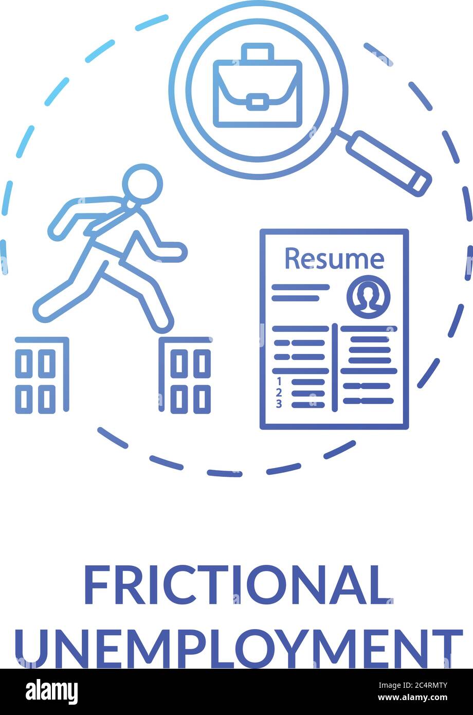 Frictional unemployment blue gradient concept icon Stock Vector Image ...