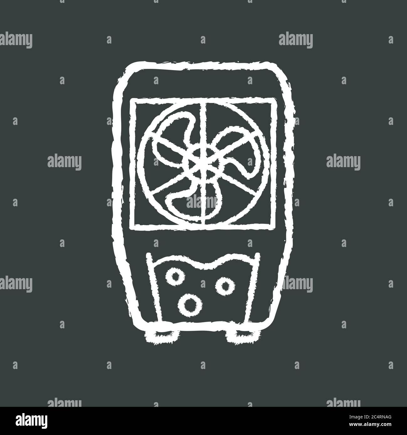 Evaporative cooling device chalk white icon on black background Stock Vector