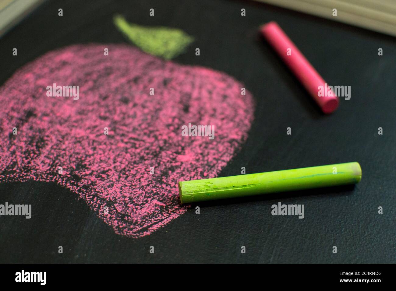 Red apple chalk drawing Stock Photo