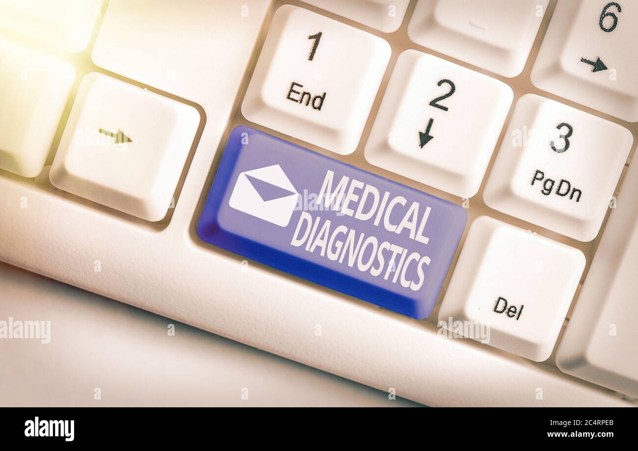 Conceptual hand writing showing Medical Diagnostics. Concept meaning act of identifying a