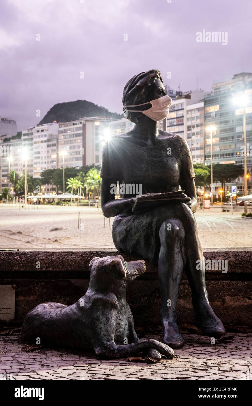 Beautiful View To Statue Of Woman Wearing Mask During Covid 19 Outbreak In Rio De Janeiro Brazil Stock Photo Alamy