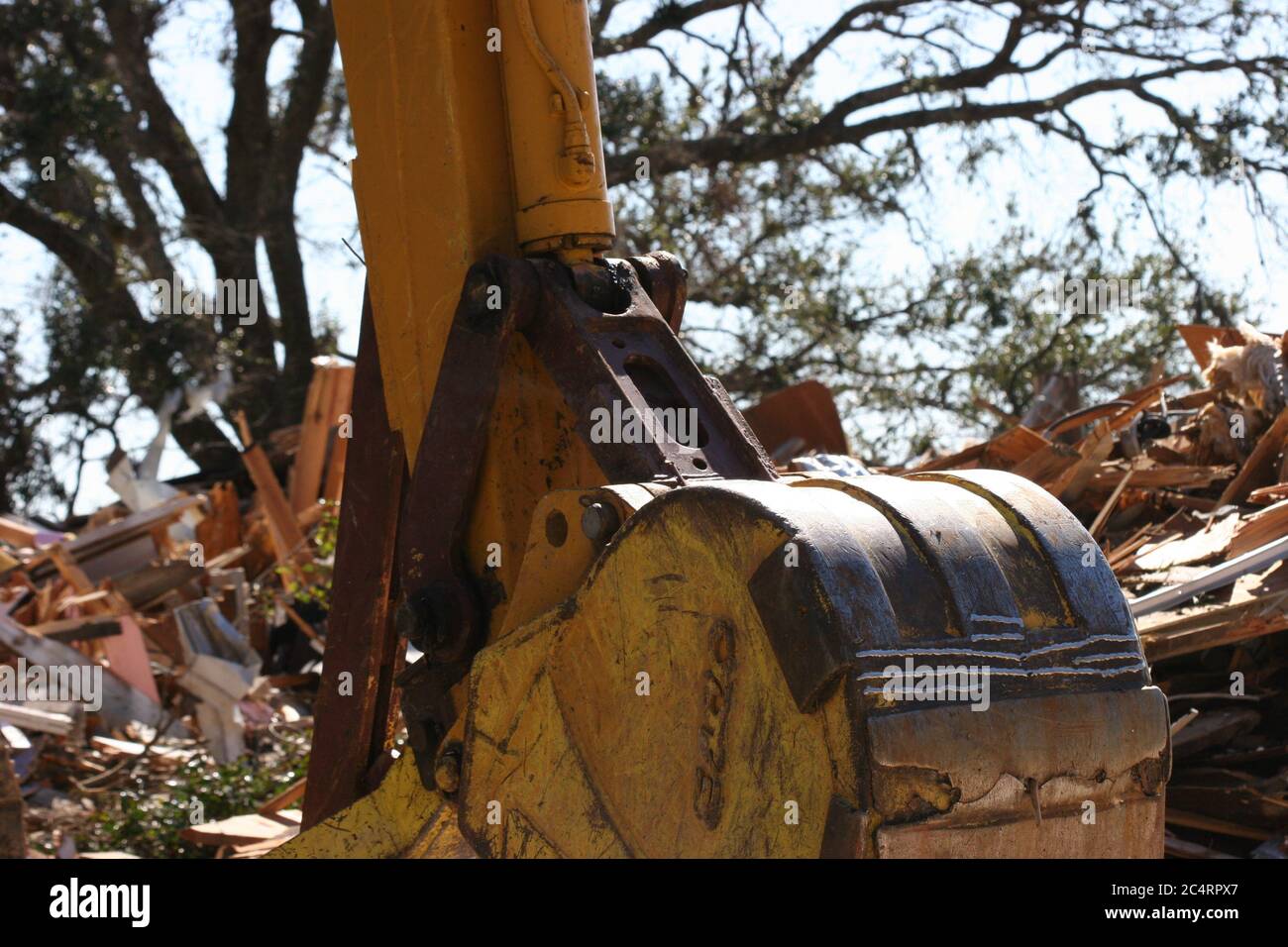 Powerful Hurricane Katrina storm surge & wind damage to homes on beach in Ocean Springs