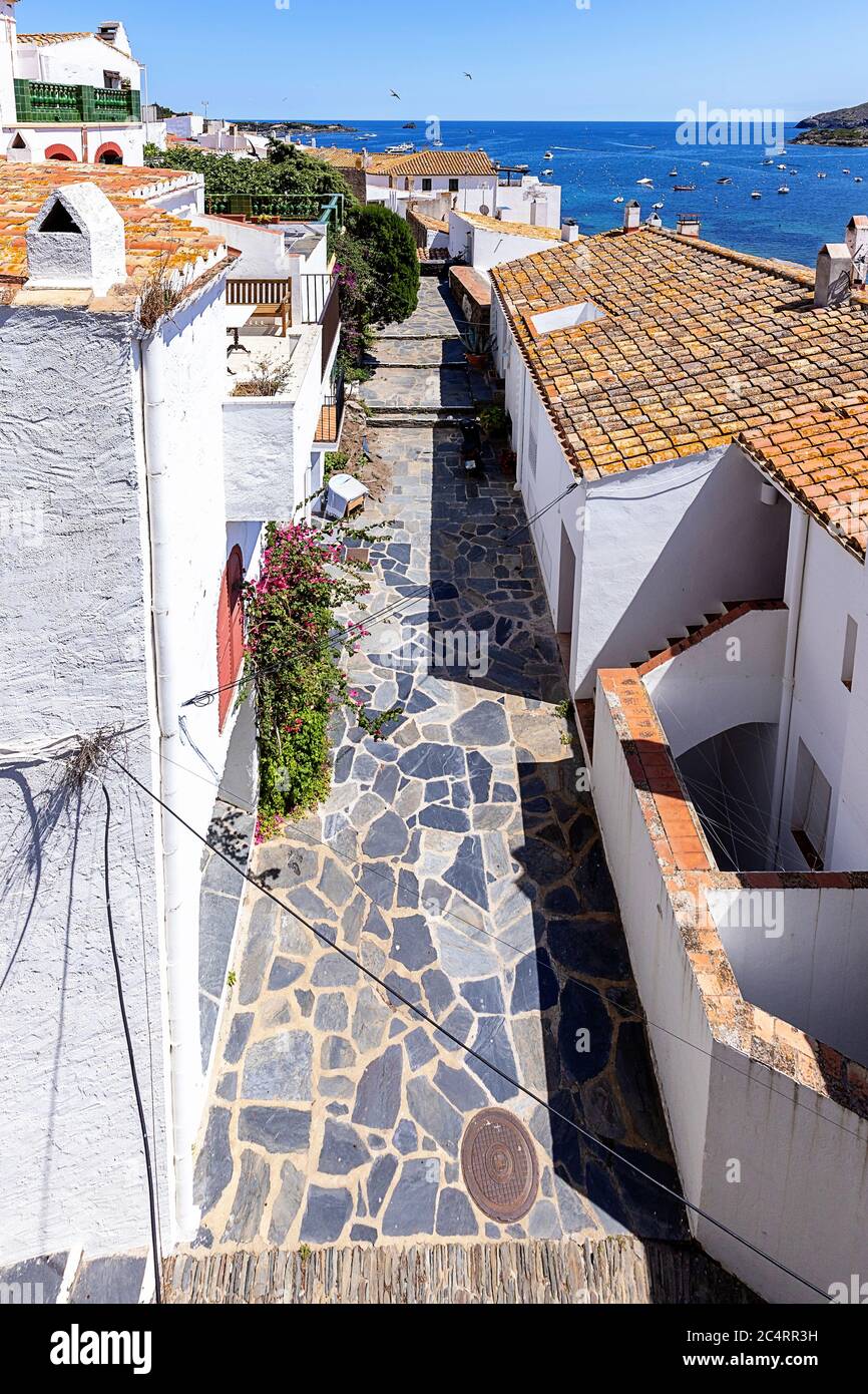 Detail of beautiful small town Cadaques in Costa Brava in Catalonia of Spain Stock Photo