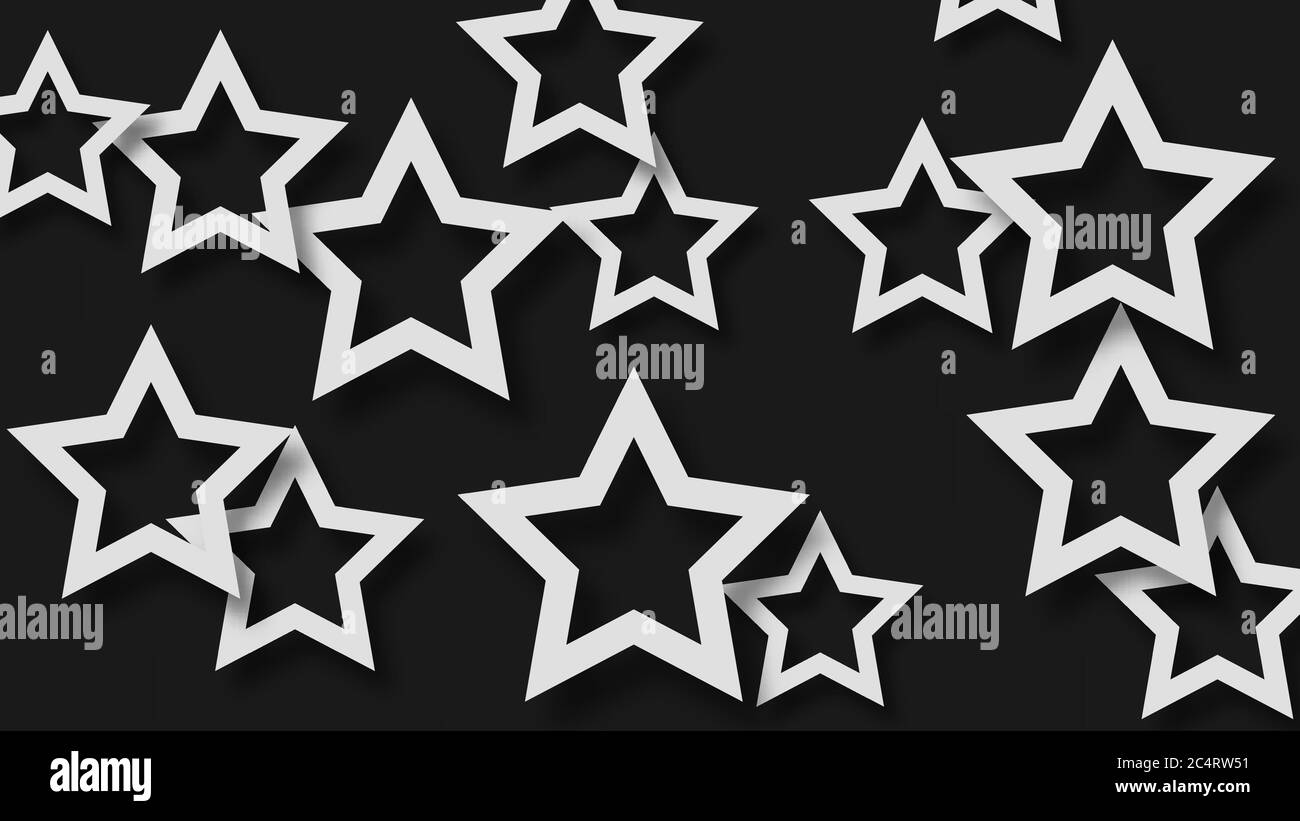 Abstract illustration of randomly arranged white stars with soft ...