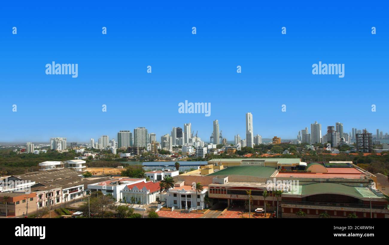 Cartagena de Indias, Bolivar / Colombia - April 9 2016: Panoramic view of the modern city of Cartagena Stock Photo