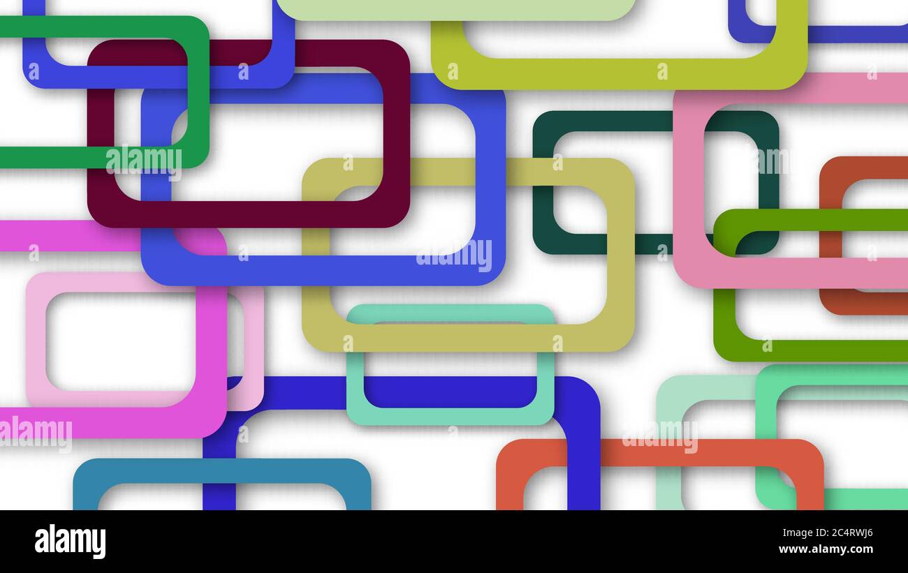 Abstract illustration of randomly arranged colored rectangle frames ...