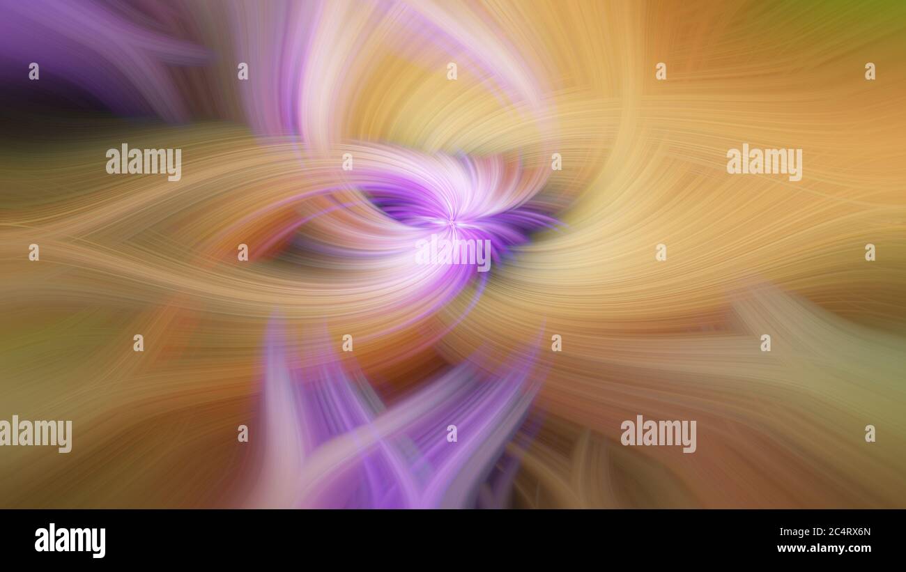 Visually abstract twisted light on a framed background. Powerful energy element with hypnotic effect. Cosmic waves. Very colorful. Stock Photo