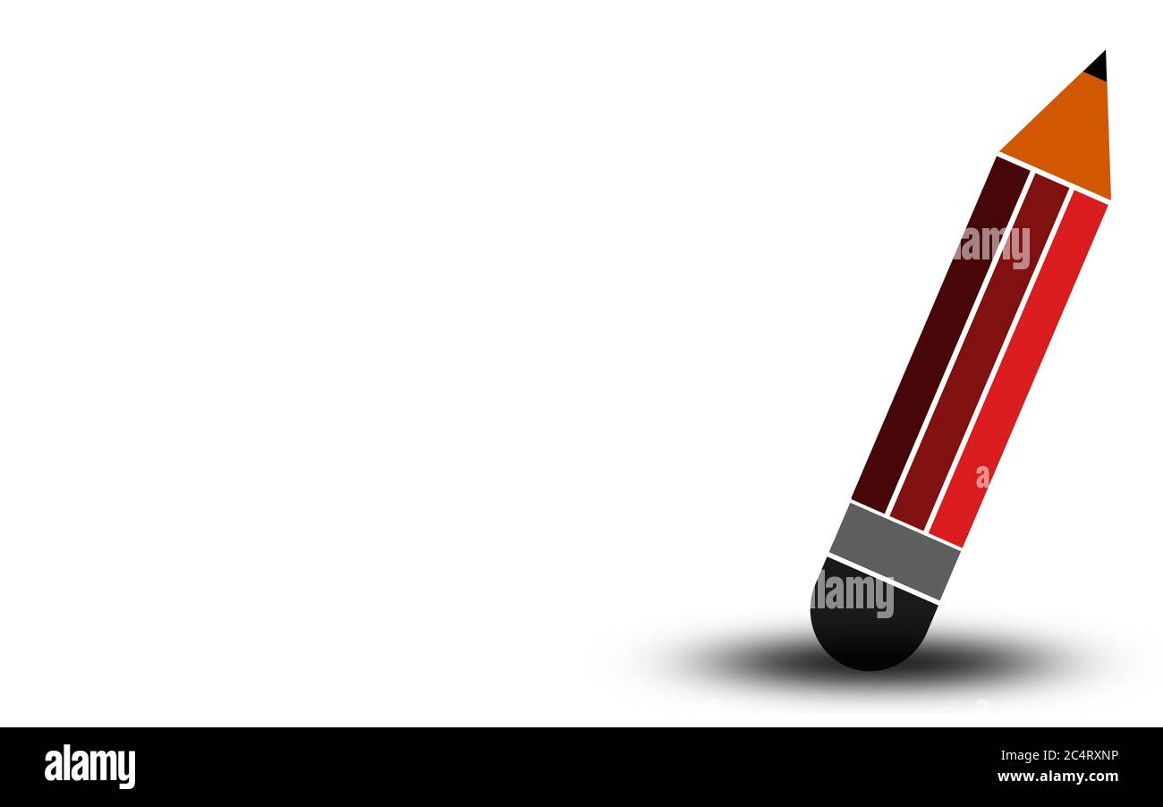 Red pencil isolated on white, 3D rendering Stock Photo