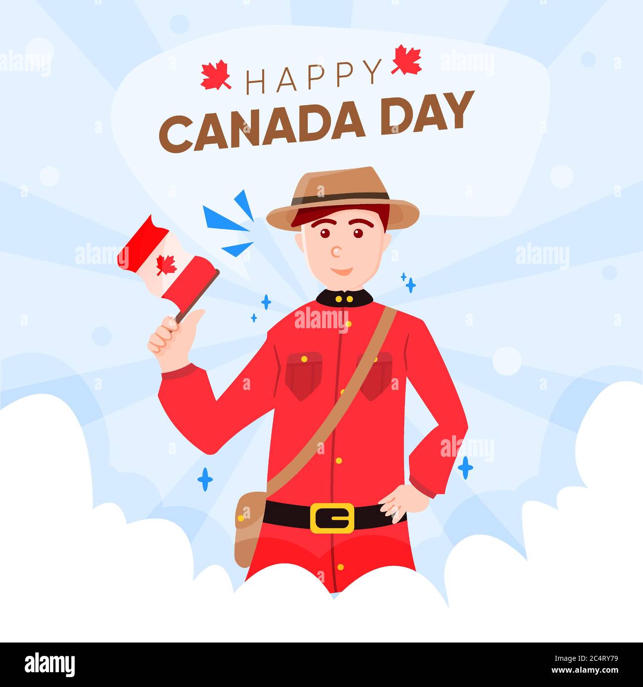 square banner greeting canada day, character canadian ranger Stock Vector
