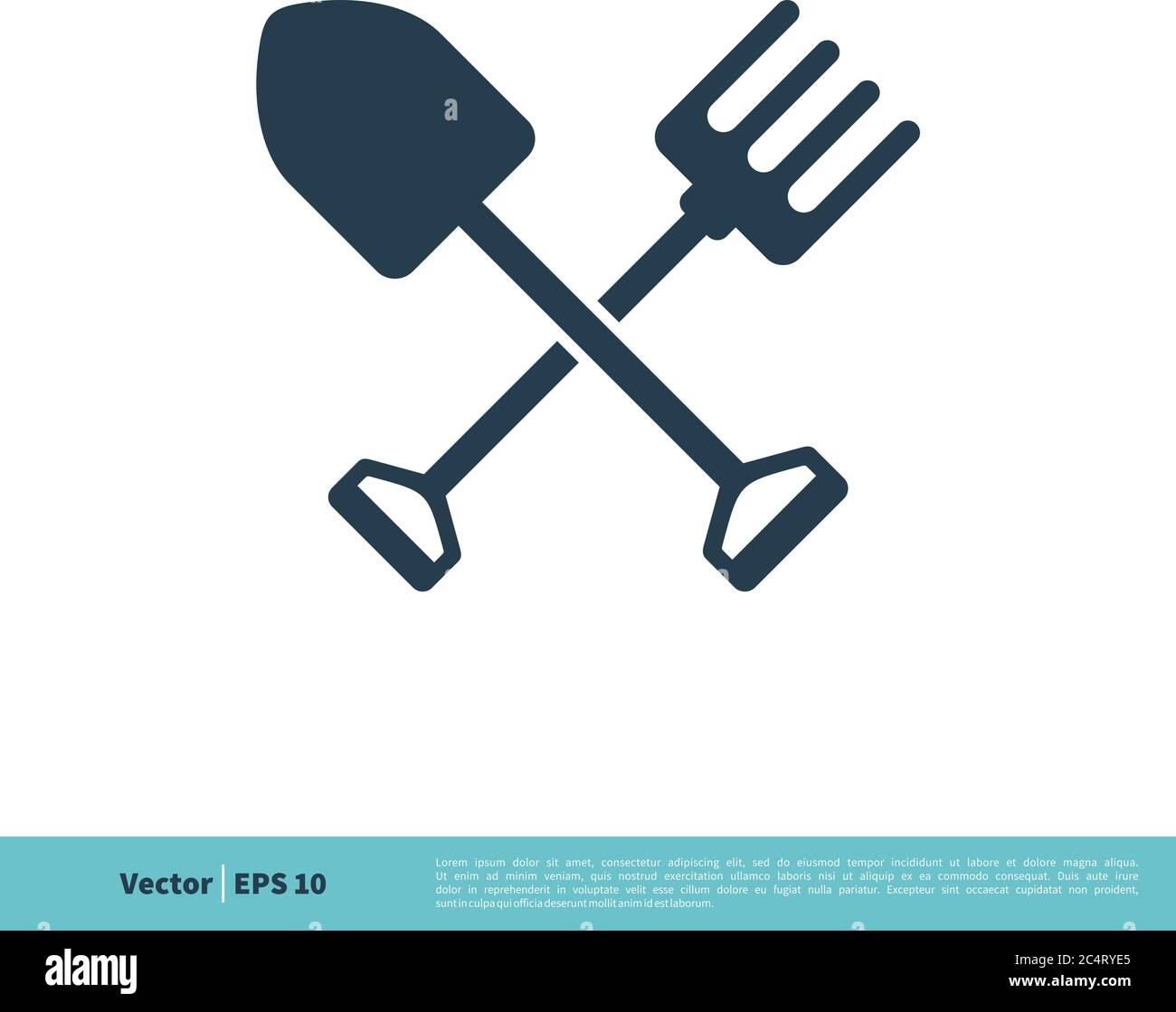 Shovel and Rake Icon Vector Logo Template Illustration Design. Vector