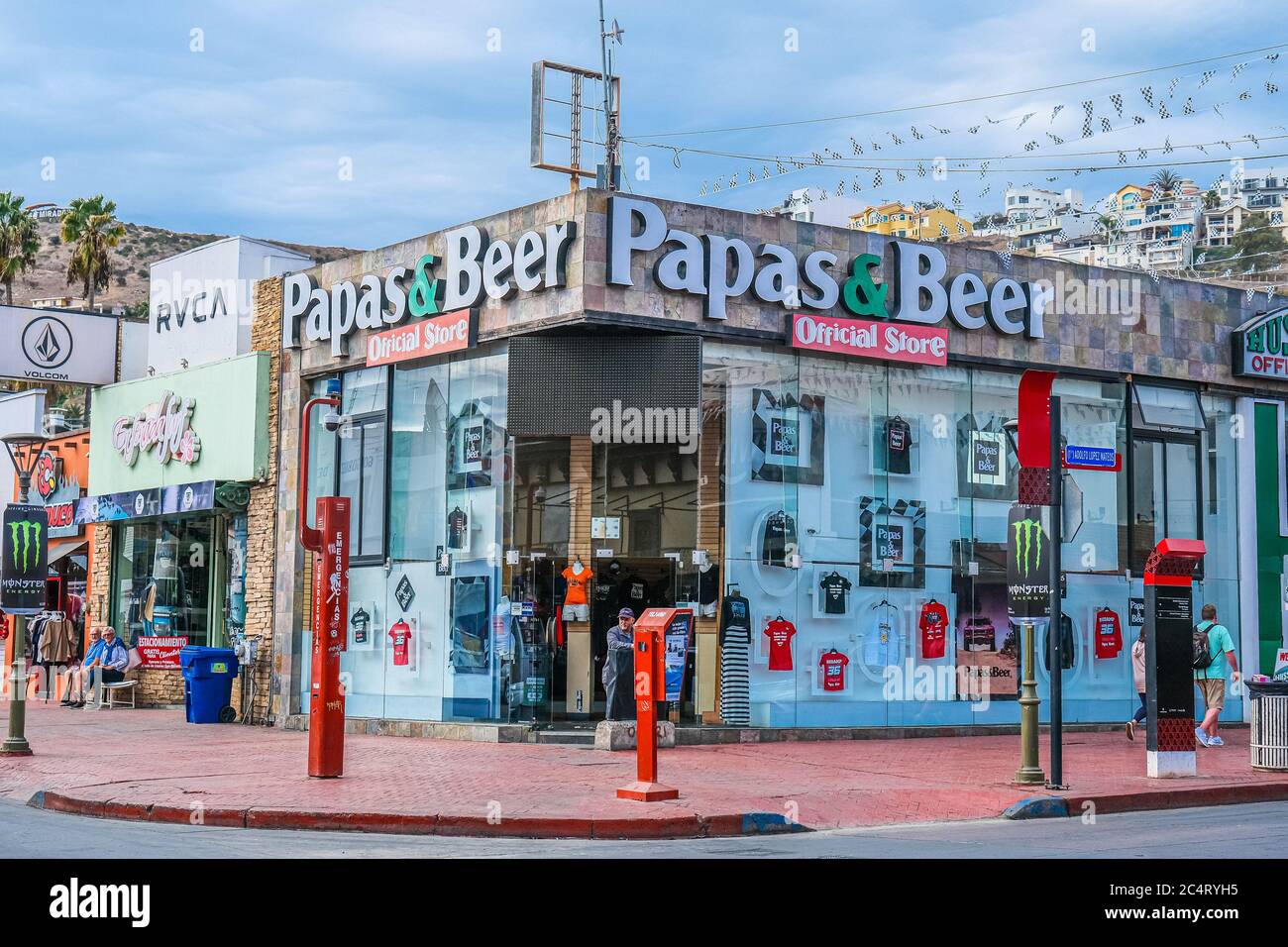 Papas and Beer in Ensenada Stock Photo