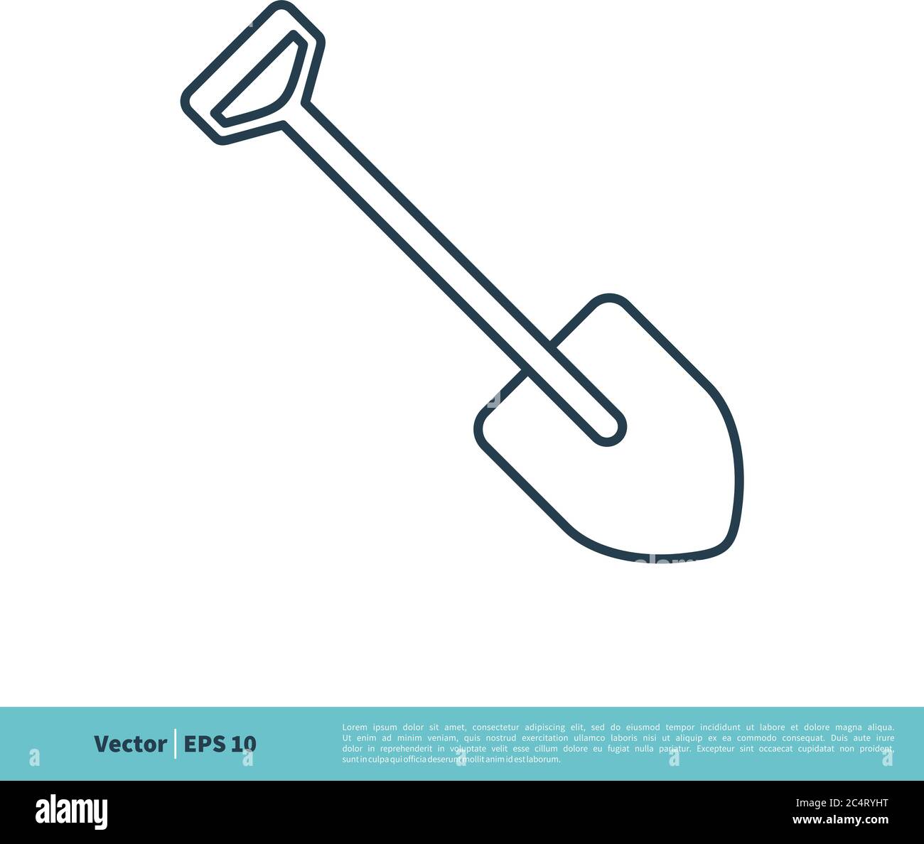Shovel Line Art Icon Vector Logo Template Illustration Design. Vector