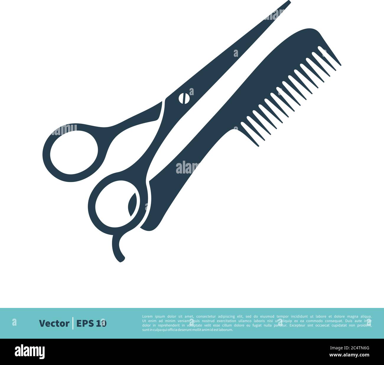 Scissor and Comb Icon Vector Logo Template Illustration