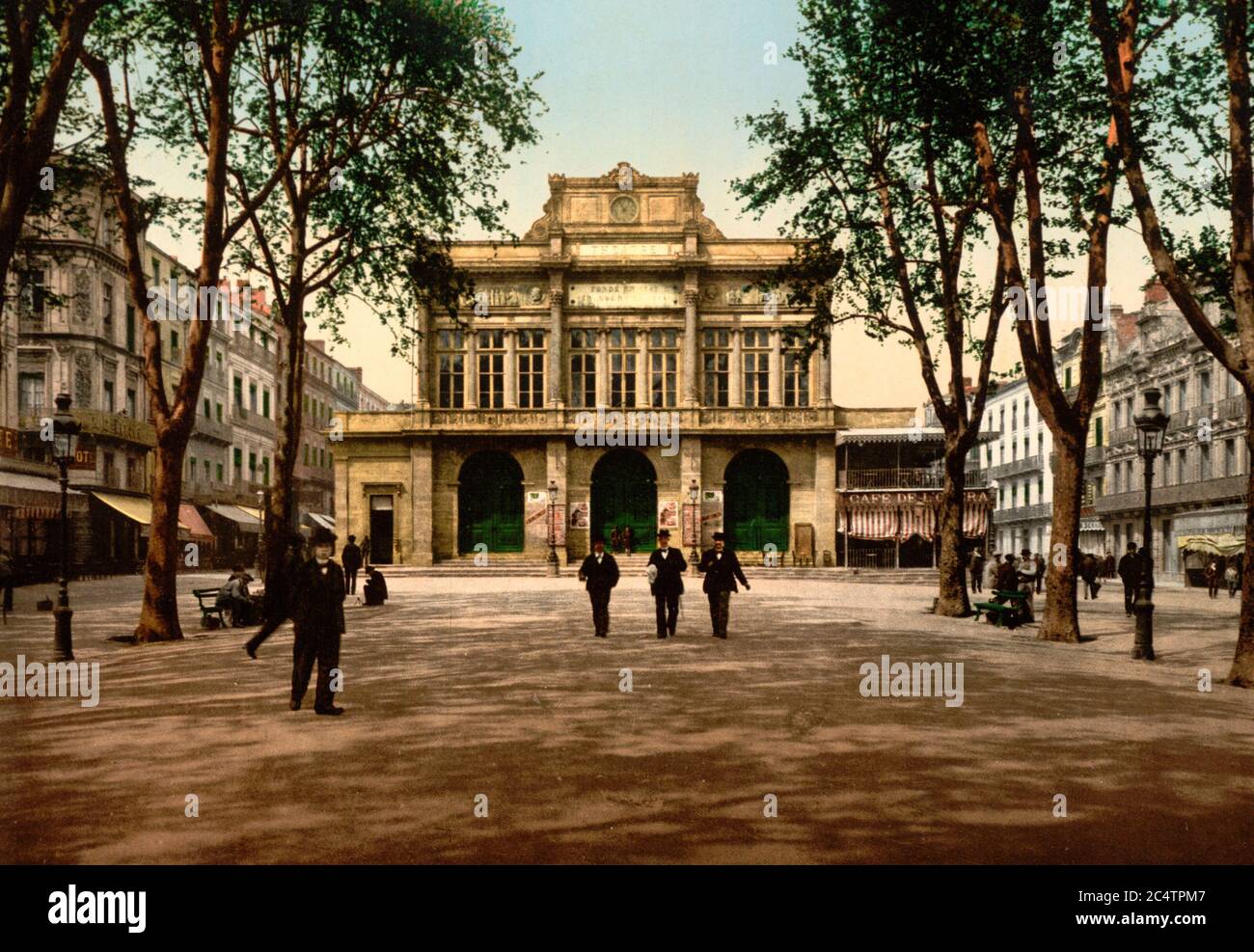 Theatre and promenade, Beziers, France, circa 1900 Stock Photo