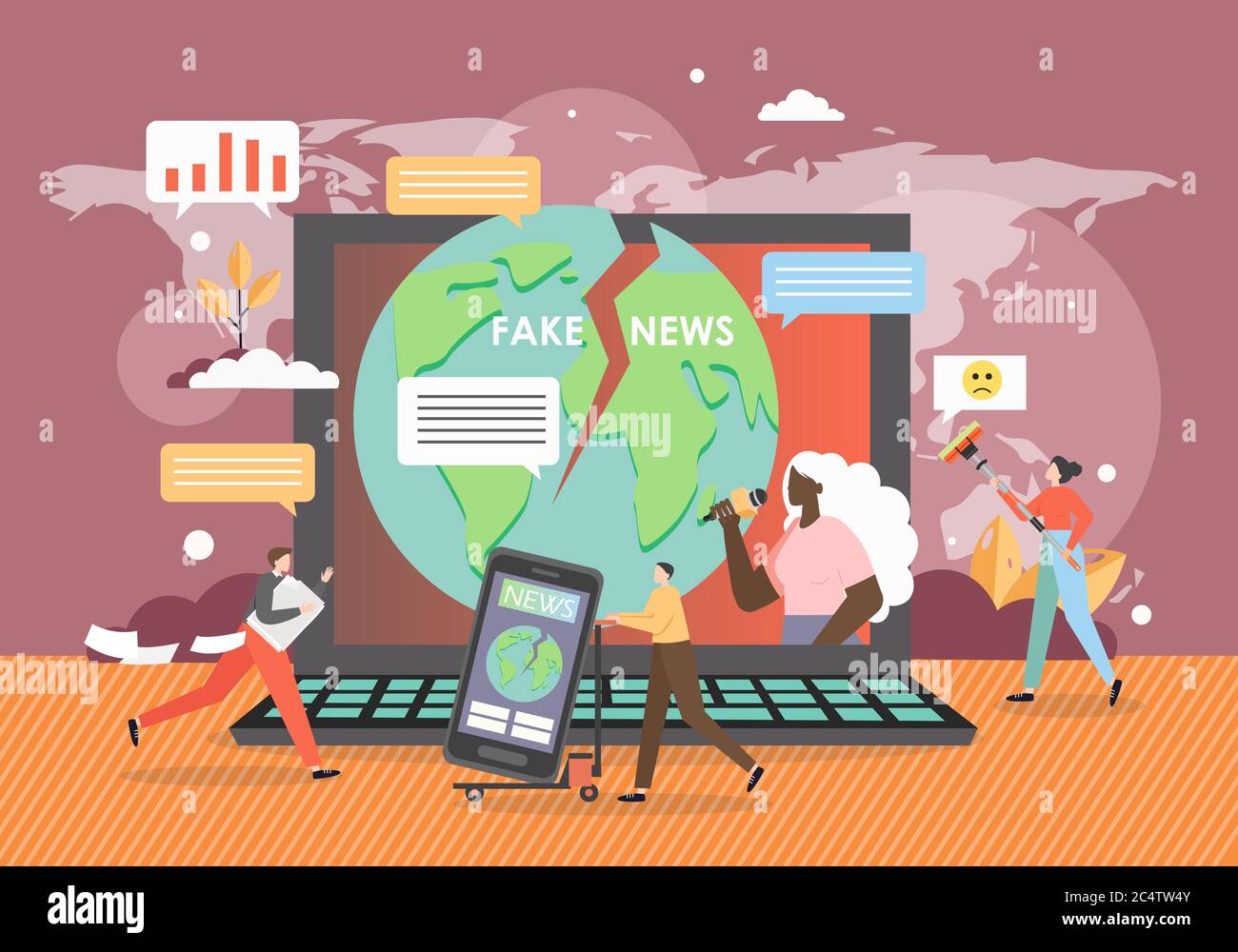 Online fake news concept vector flat illustration Stock Vector Image ...