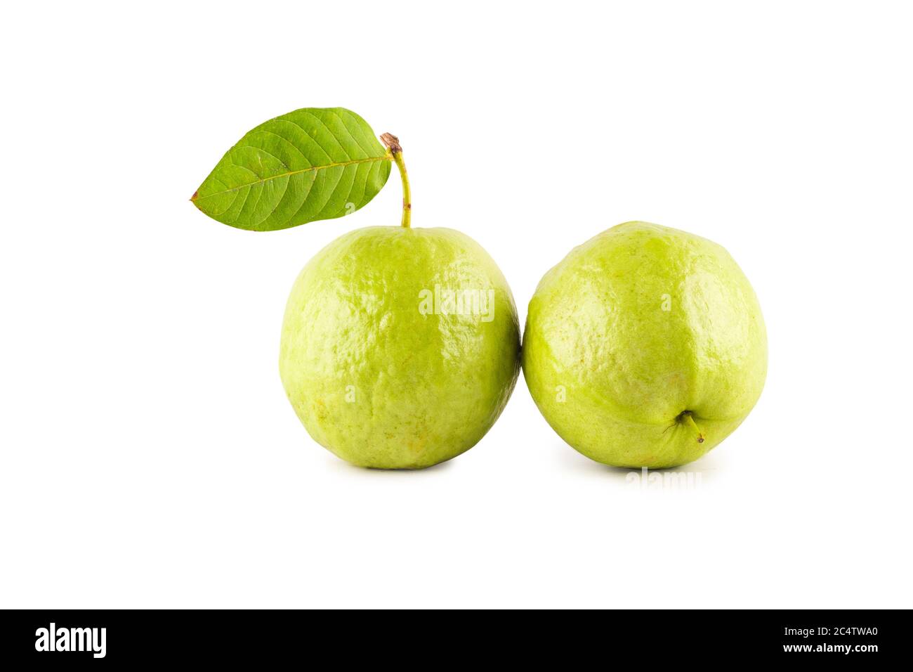 psidium guajava and guava leaf on white background fruit agriculture food isolated Stock Photo