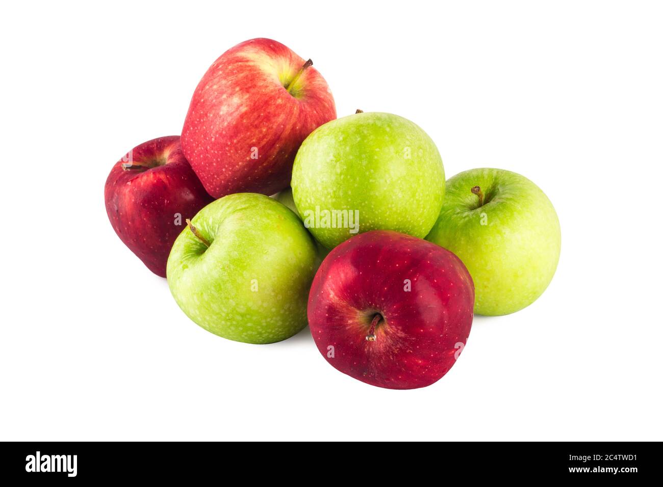 fresh green apple and  ripe red apple on white background fruit agriculture food isolated Stock Photo