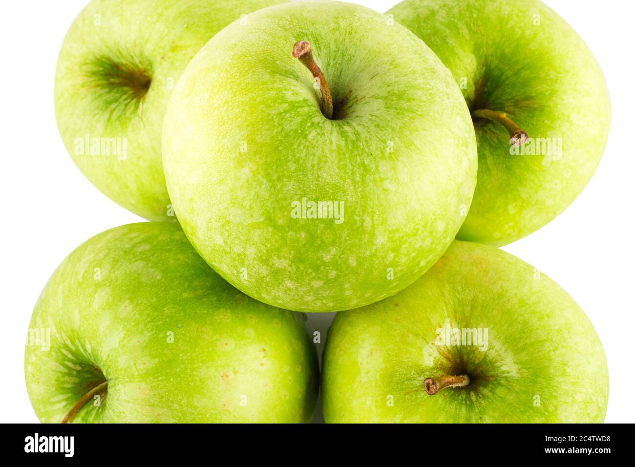 close up ripe green apple on white background fruit agriculture food isolated Stock Photo