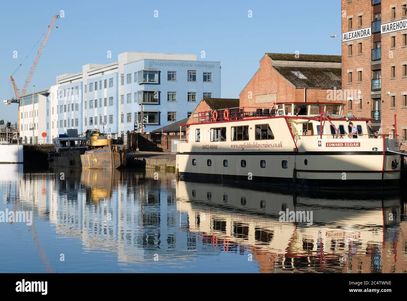 Views of the Main Basin of Gloucester Docks on the Gloucester and Sharpness Canal in souther England Stock Photo