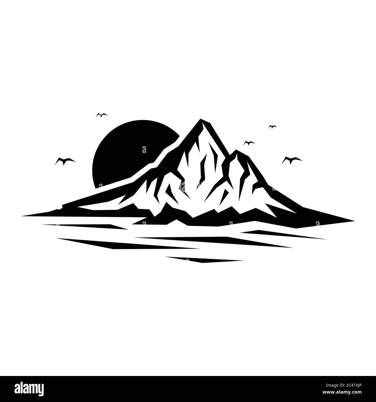 Landscape nature vector or outdoor mountain silhouette for element design. Mountains and travel icons for tourism organizations or outdoor events Stock Vector