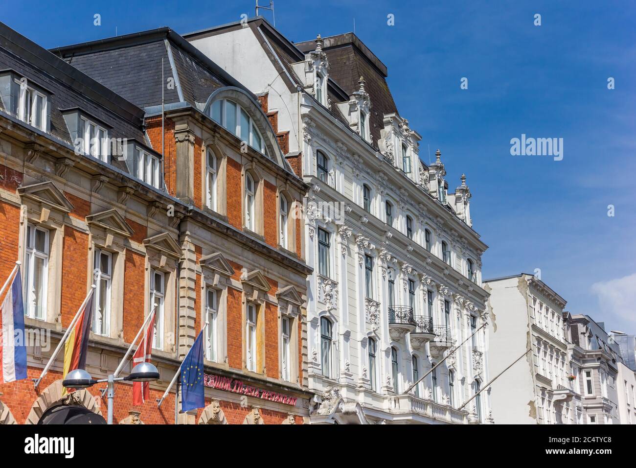 Historic facades in the center of Flensburg, Germany Stock Photo Alamy