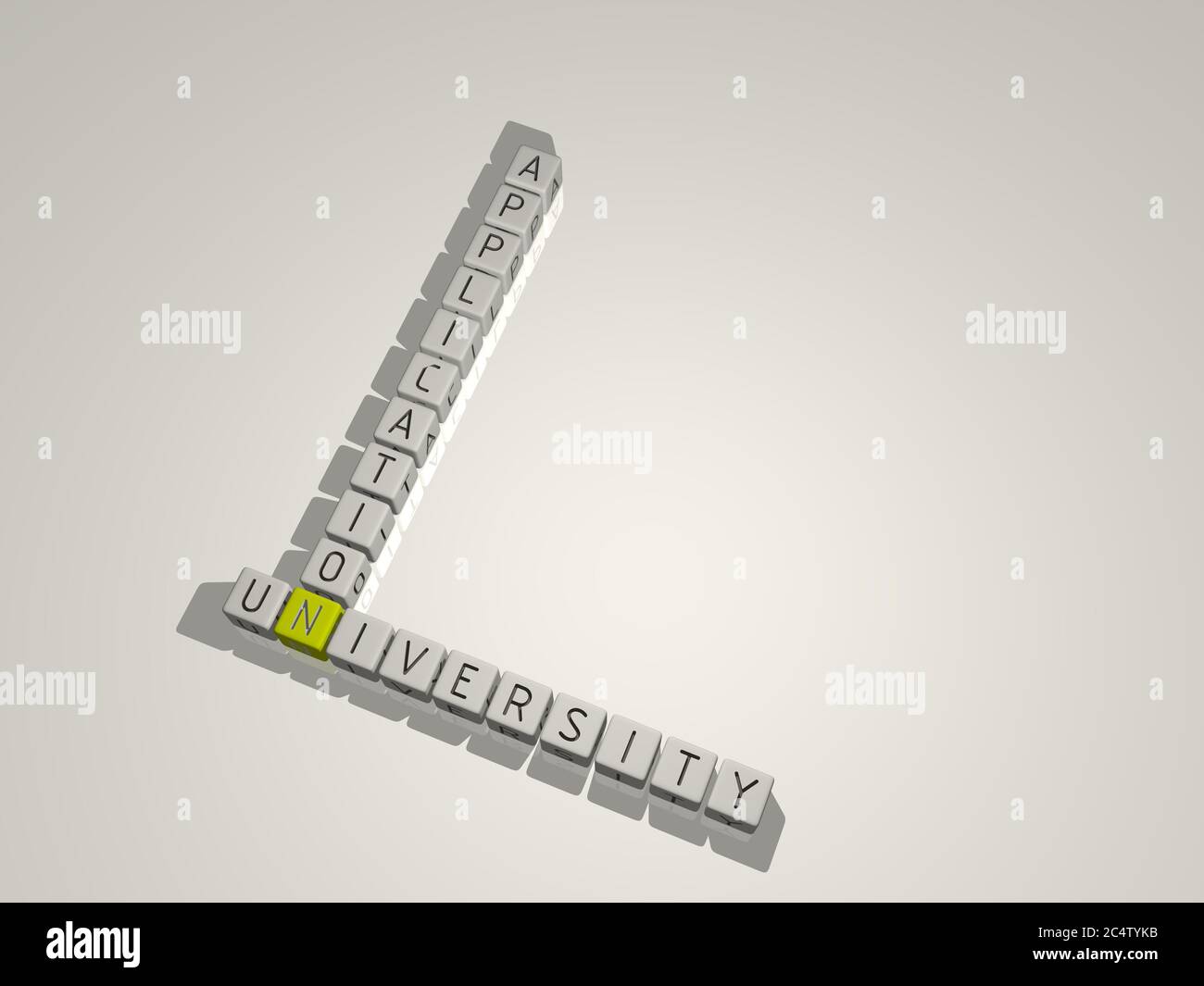 UNIVERSITY APPLICATION combined by dice letters and color crossing for