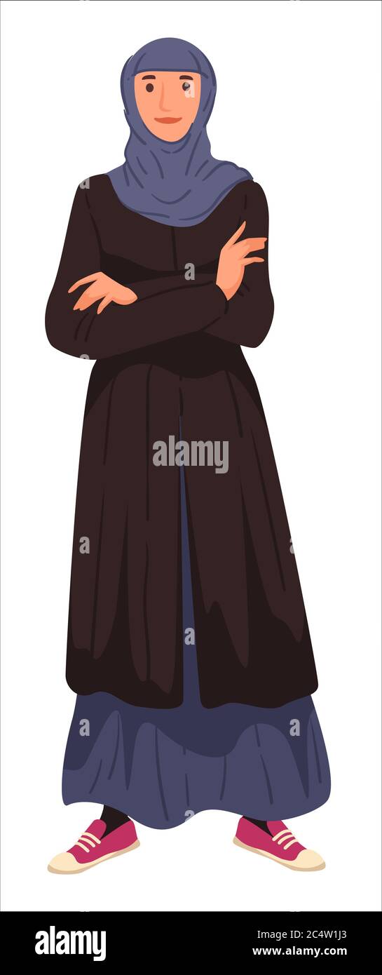 Muslim woman wearing long dress and 