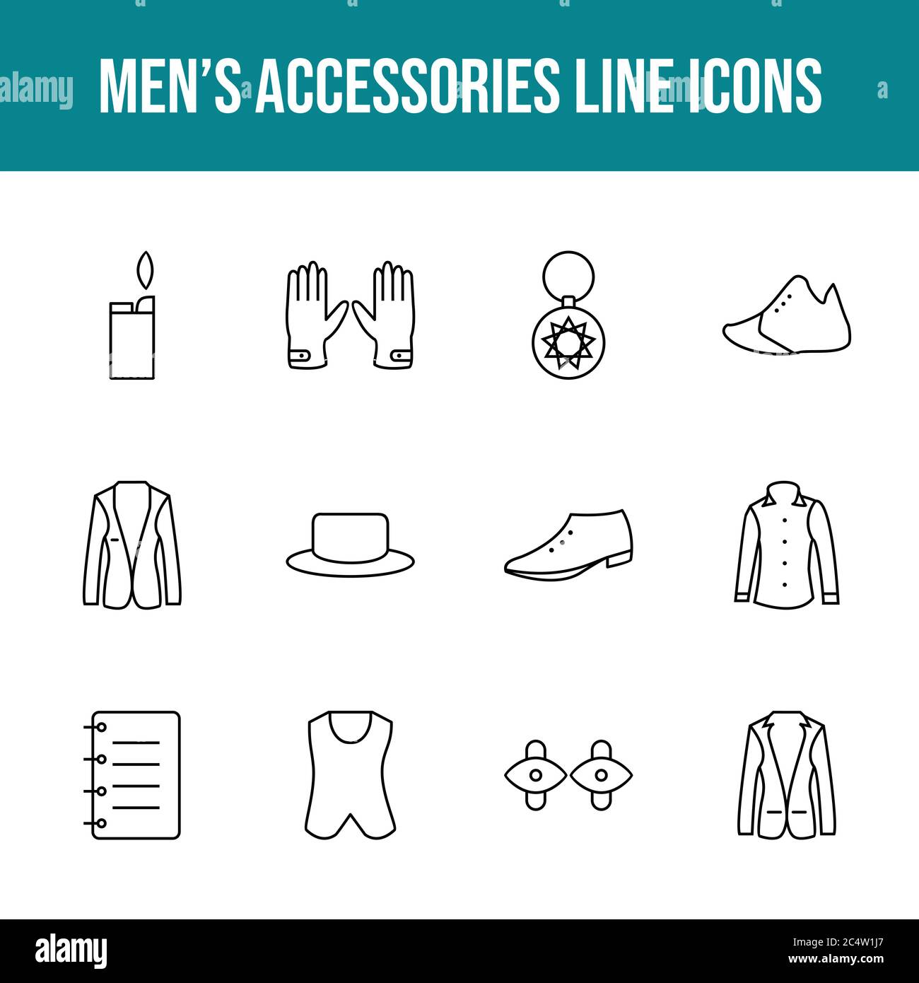 Unique men's accessories vector line icon set Stock Vector