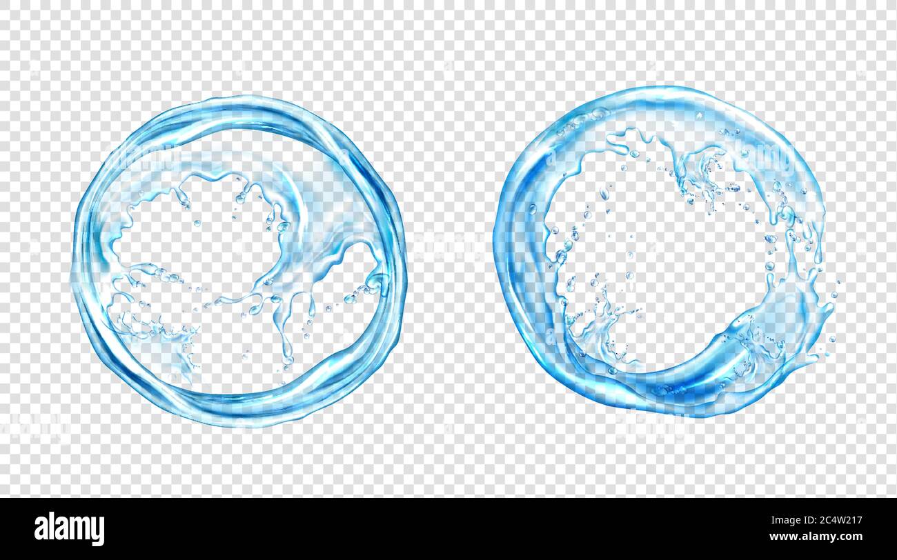 Circle Water Splash Liquid Aqua Frame Of Round Shape Dynamic Motion Elements With Spray Droplets Isolated Border On Transparent Background Hydration Ad Realistic 3d Vector Illustration Clip Art Stock Vector Image