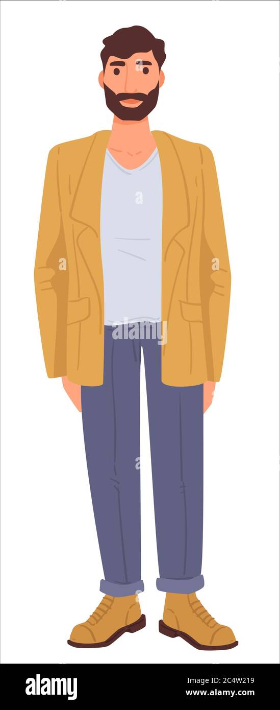 Casual outfit of bearded man, male fashion clothes Stock Vector Image ...