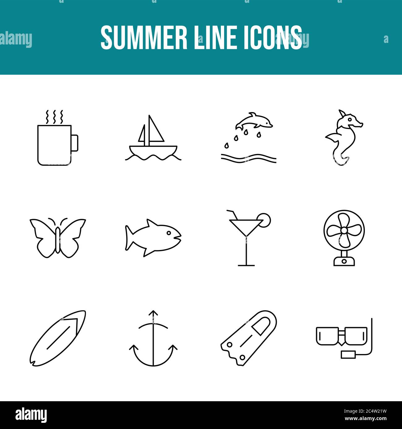 Unique summer vector line icon set Stock Vector Image & Art - Alamy