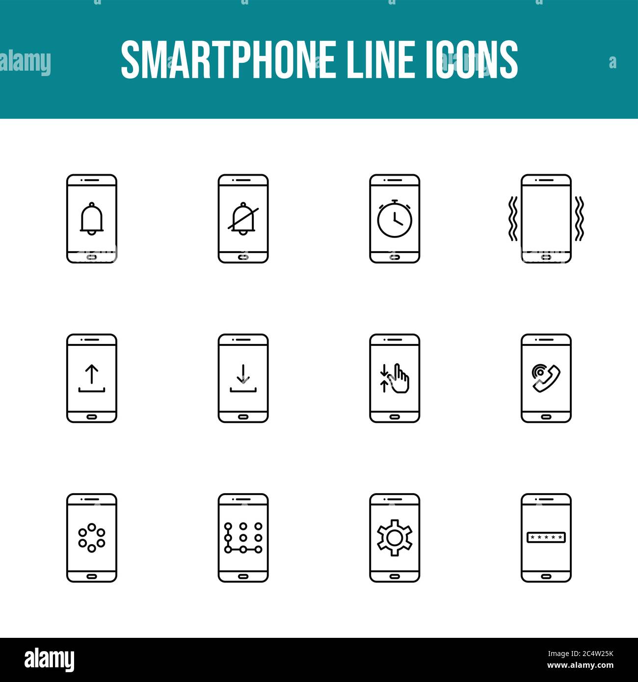 Unique smartphone vector line icon set Stock Vector Image & Art - Alamy
