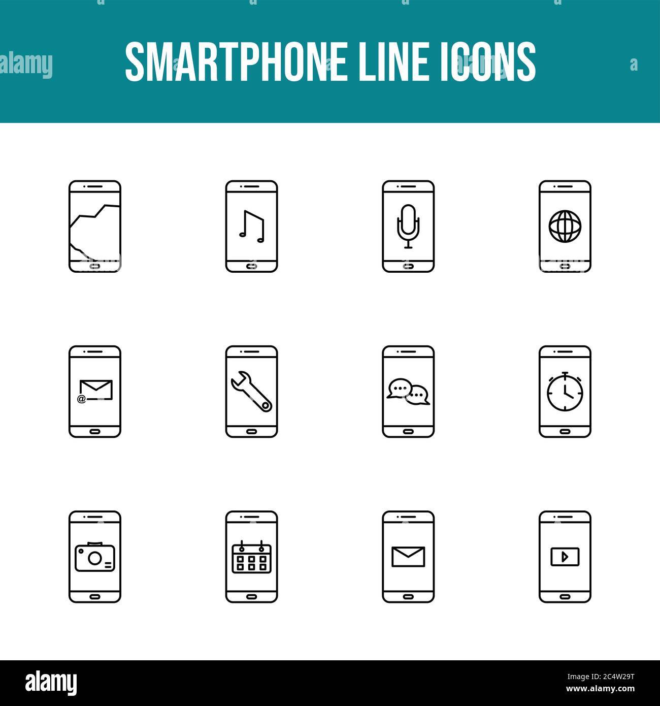 Unique smartphone vector line icon set Stock Vector Image & Art - Alamy
