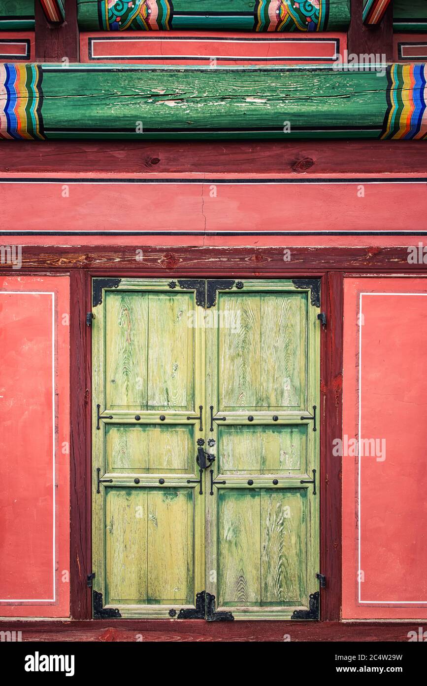 Abstract door details at Changdeokgung Palace, UNESCO World Heritage Site, Seoul, South Korea, Asia Stock Photo