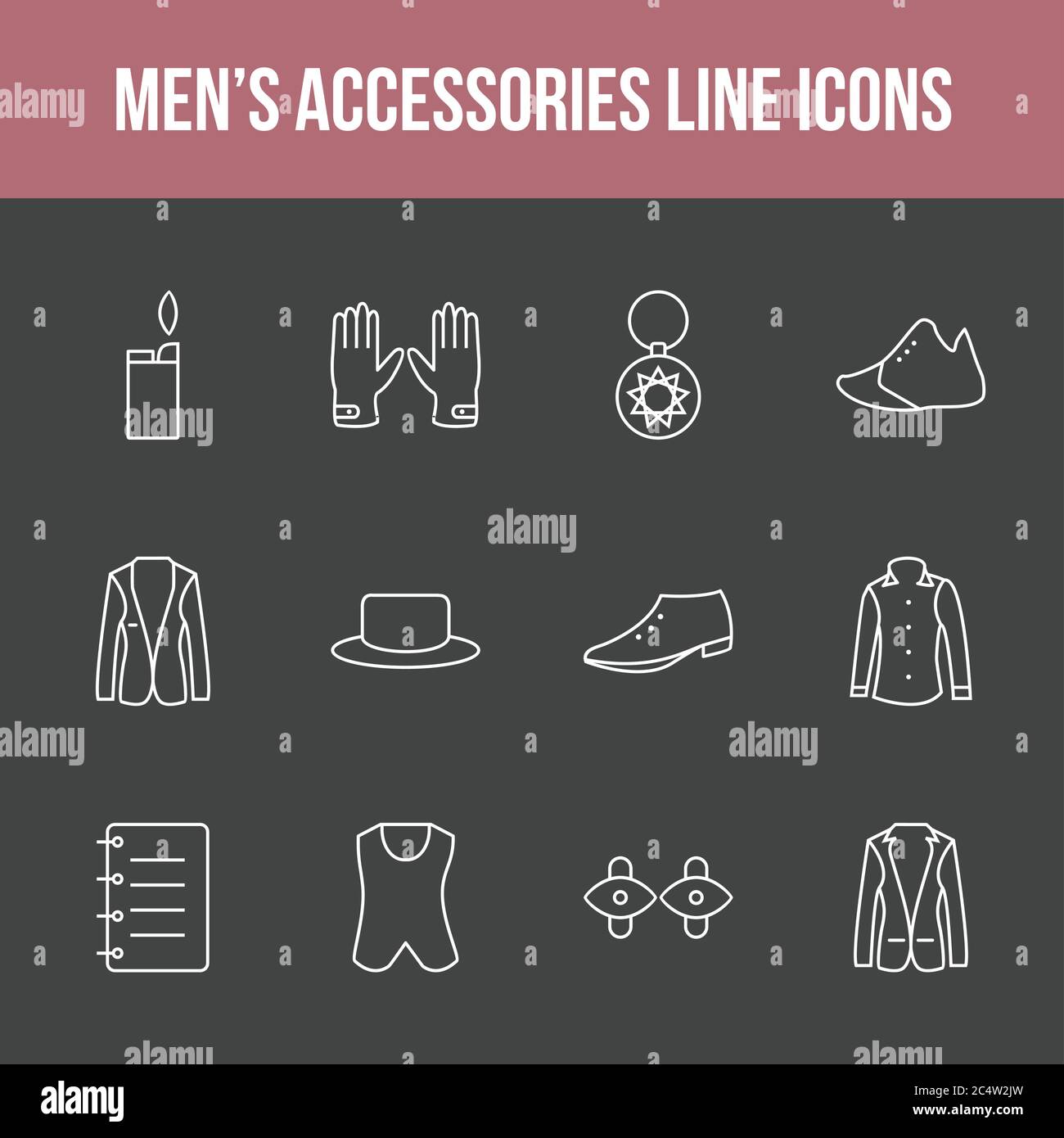 Unique men's accessories vector line icon set Stock Vector Image & Art ...