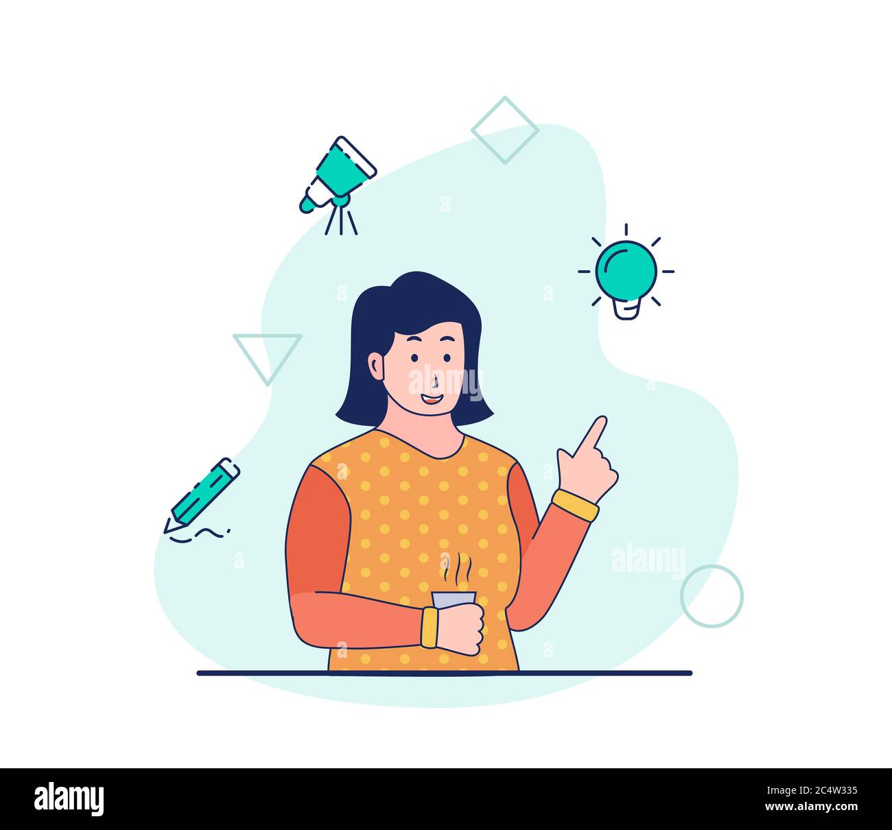 Design Approach Cartoon Image Creative designer woman work get idea innovation brainstorming research ...