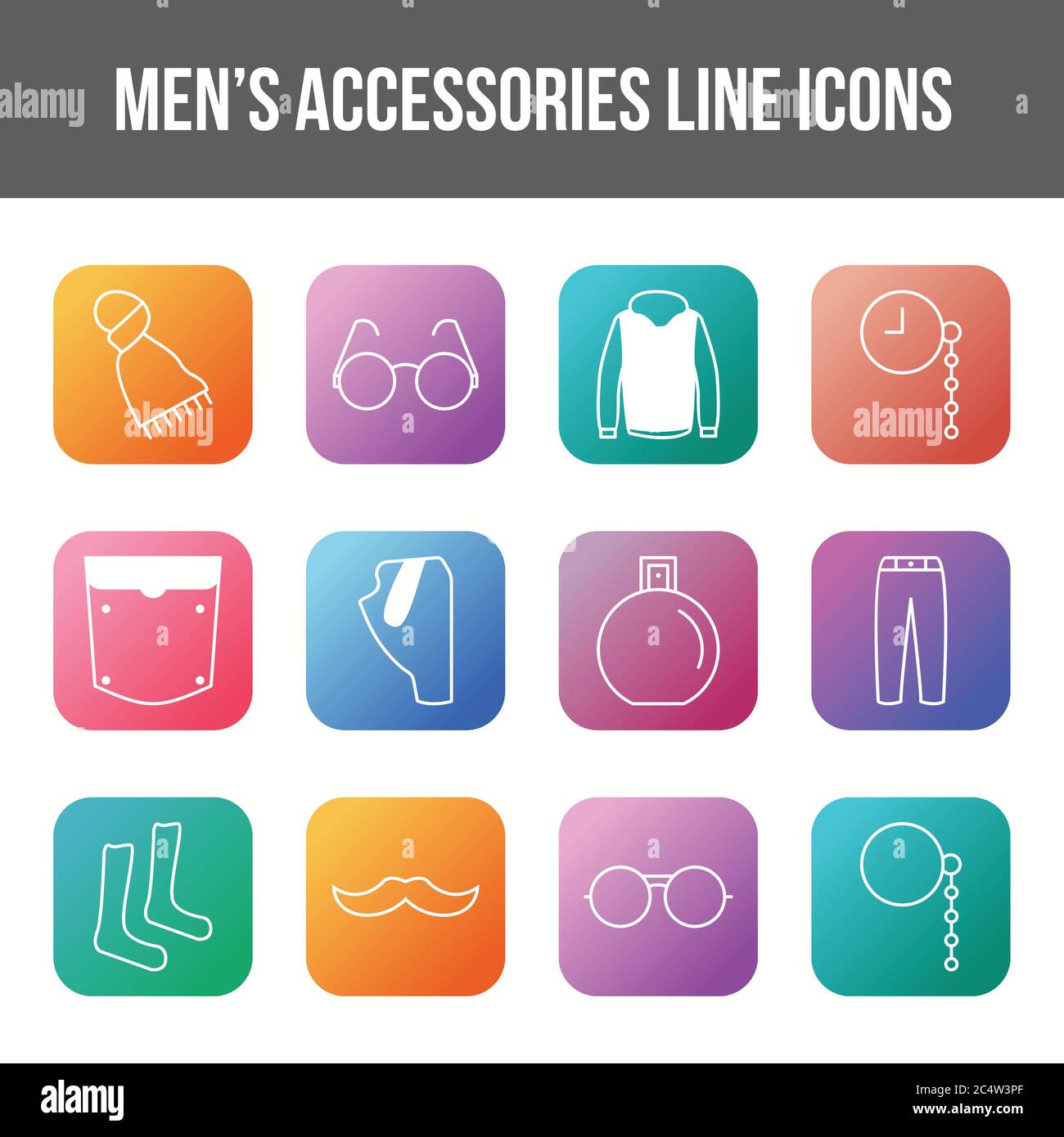Unique men's accessories vector line icon set Stock Vector