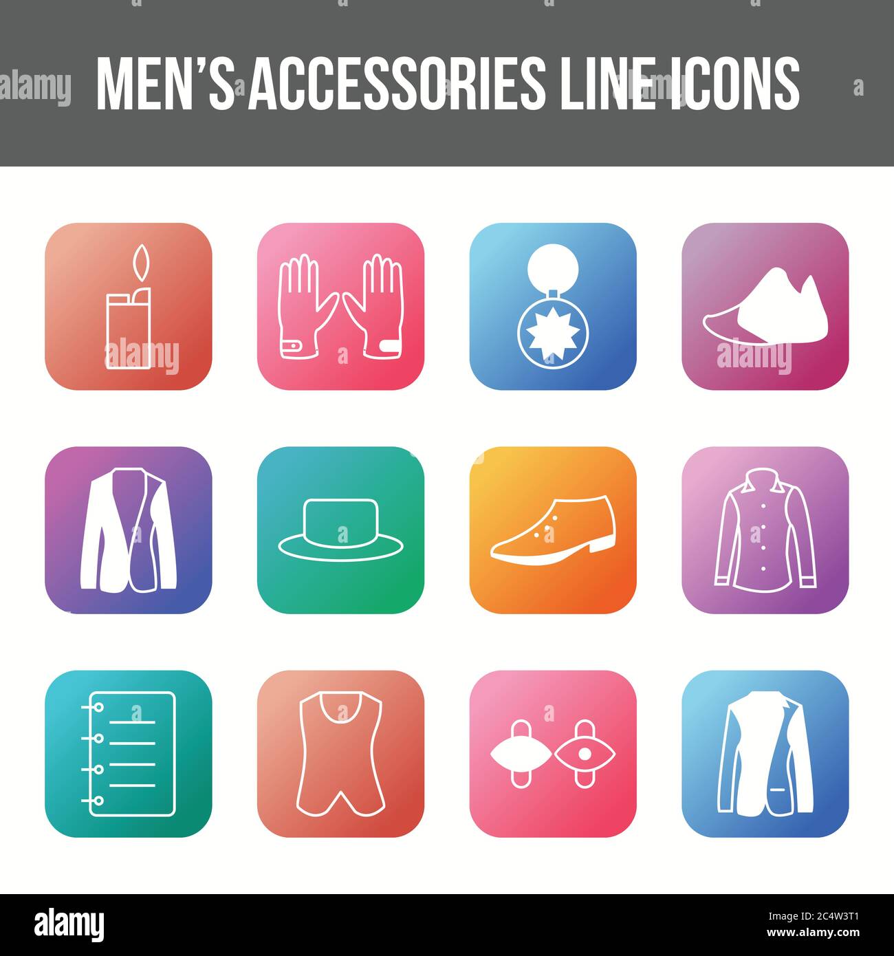 Unique men's accessories vector line icon set Stock Vector