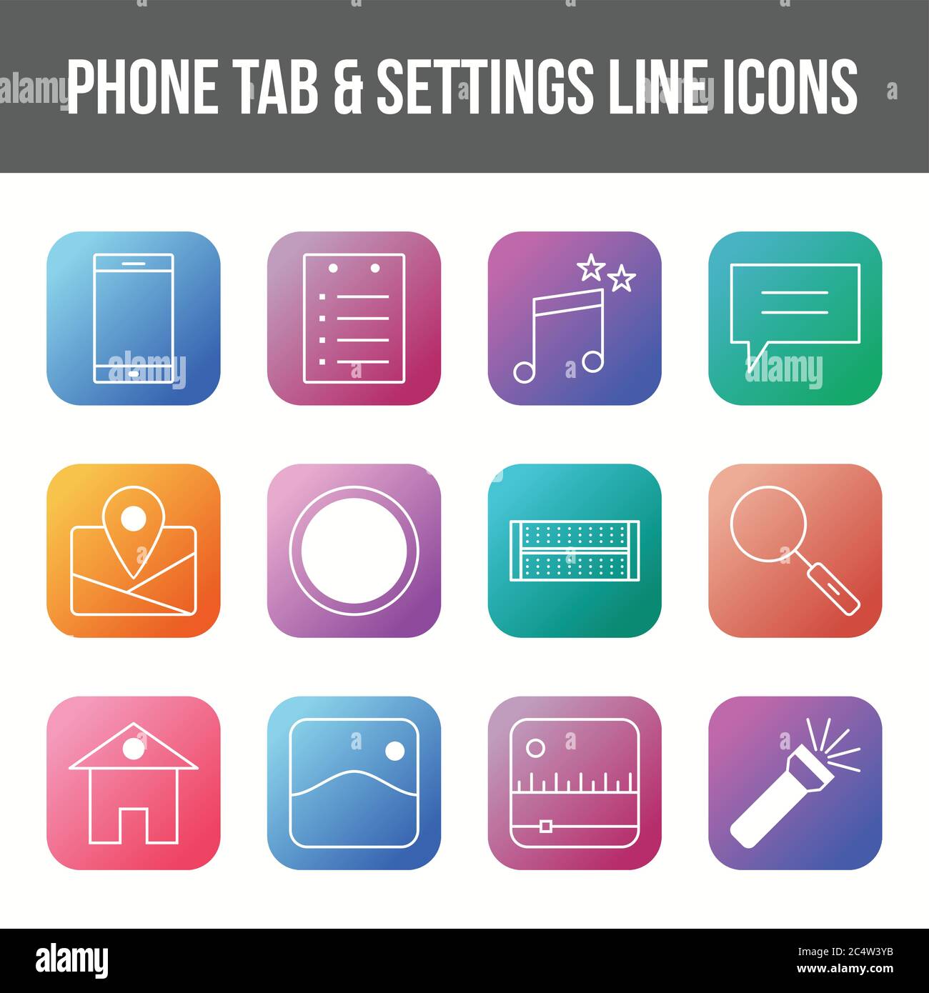 Unique phone tab & settings vector line icon set Stock Vector Image ...
