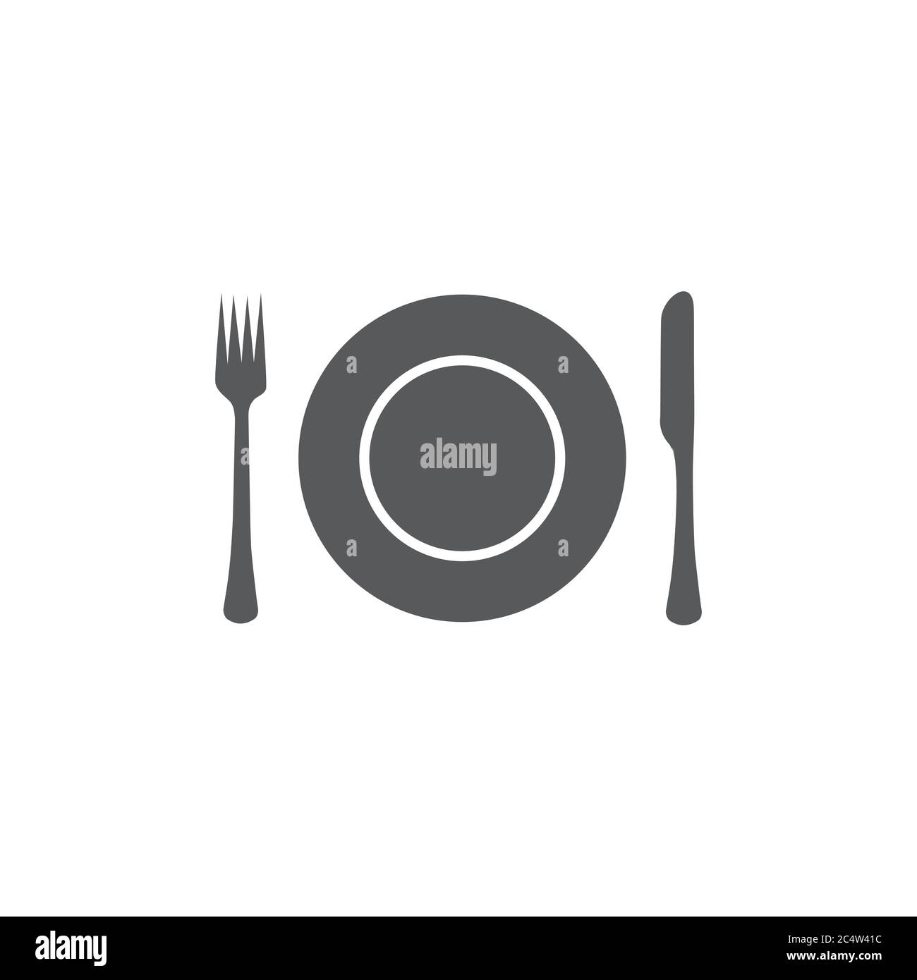 Plate,fork and knife icon on white background Stock Vector