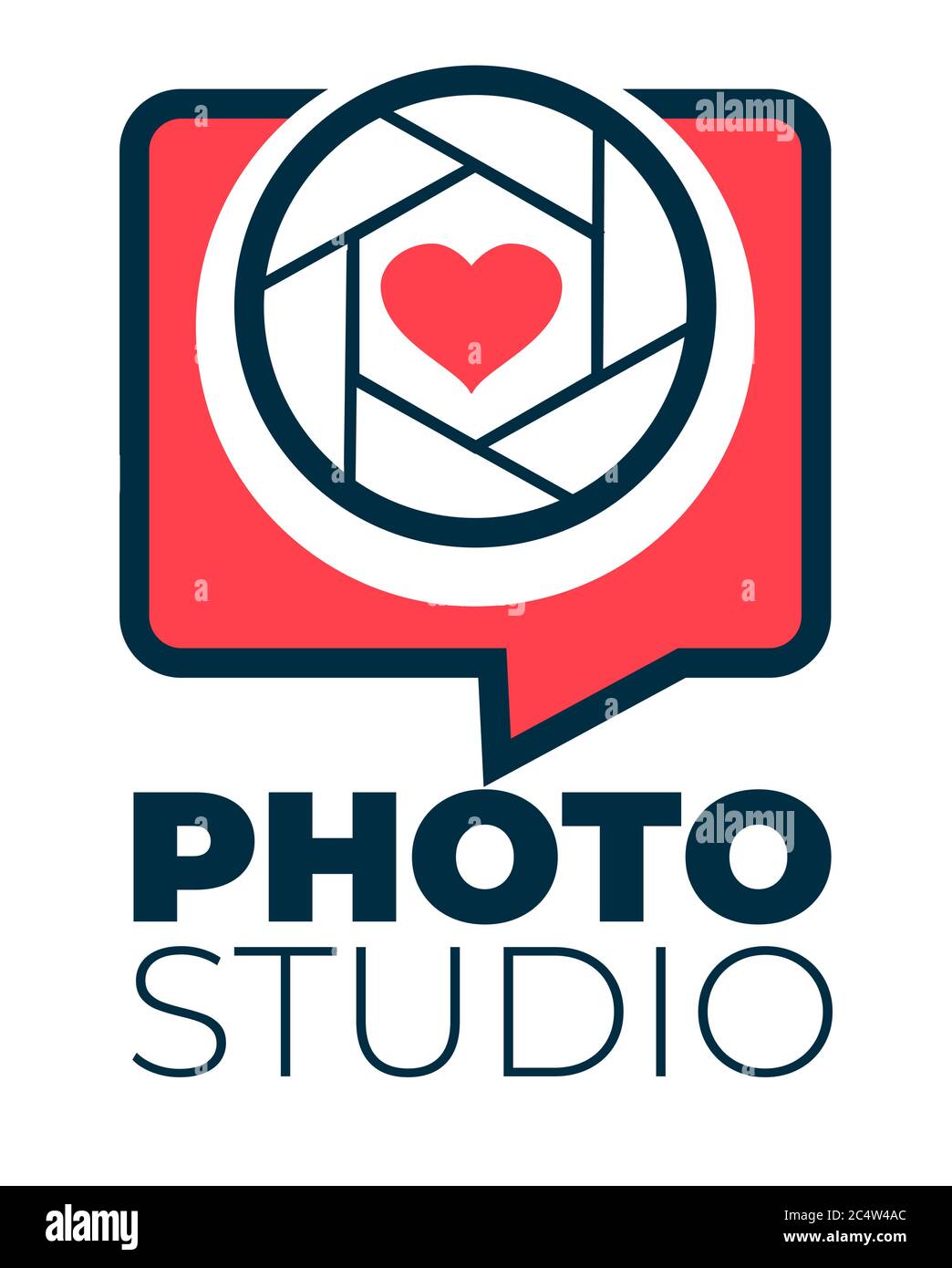 Photo studio logotype with shutter and heart vector Stock Vector