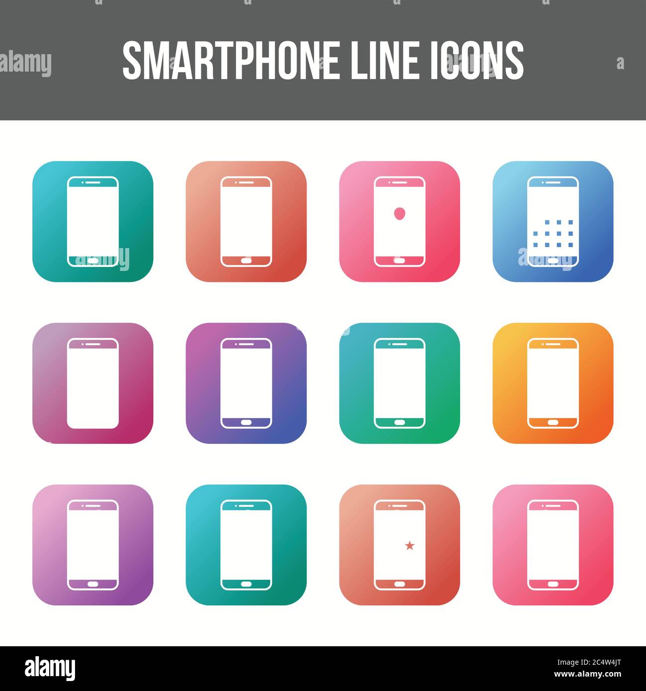 Unique smartphone vector line icon set Stock Vector