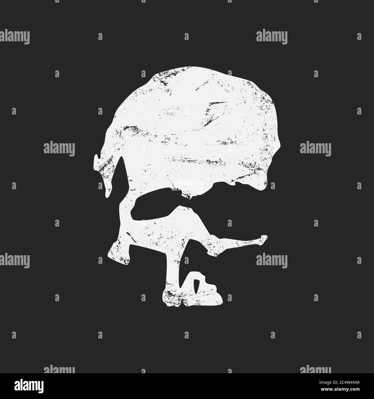 Textured imprint of skull. Black and white grunge vector. Stock Vector
